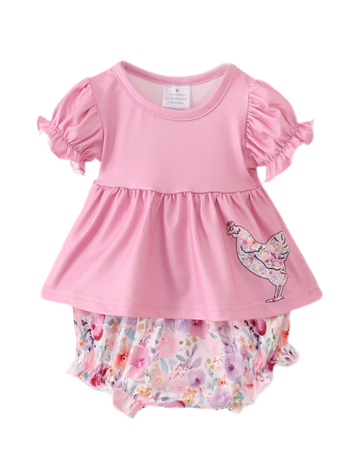 Pink baby girls farm shorts set