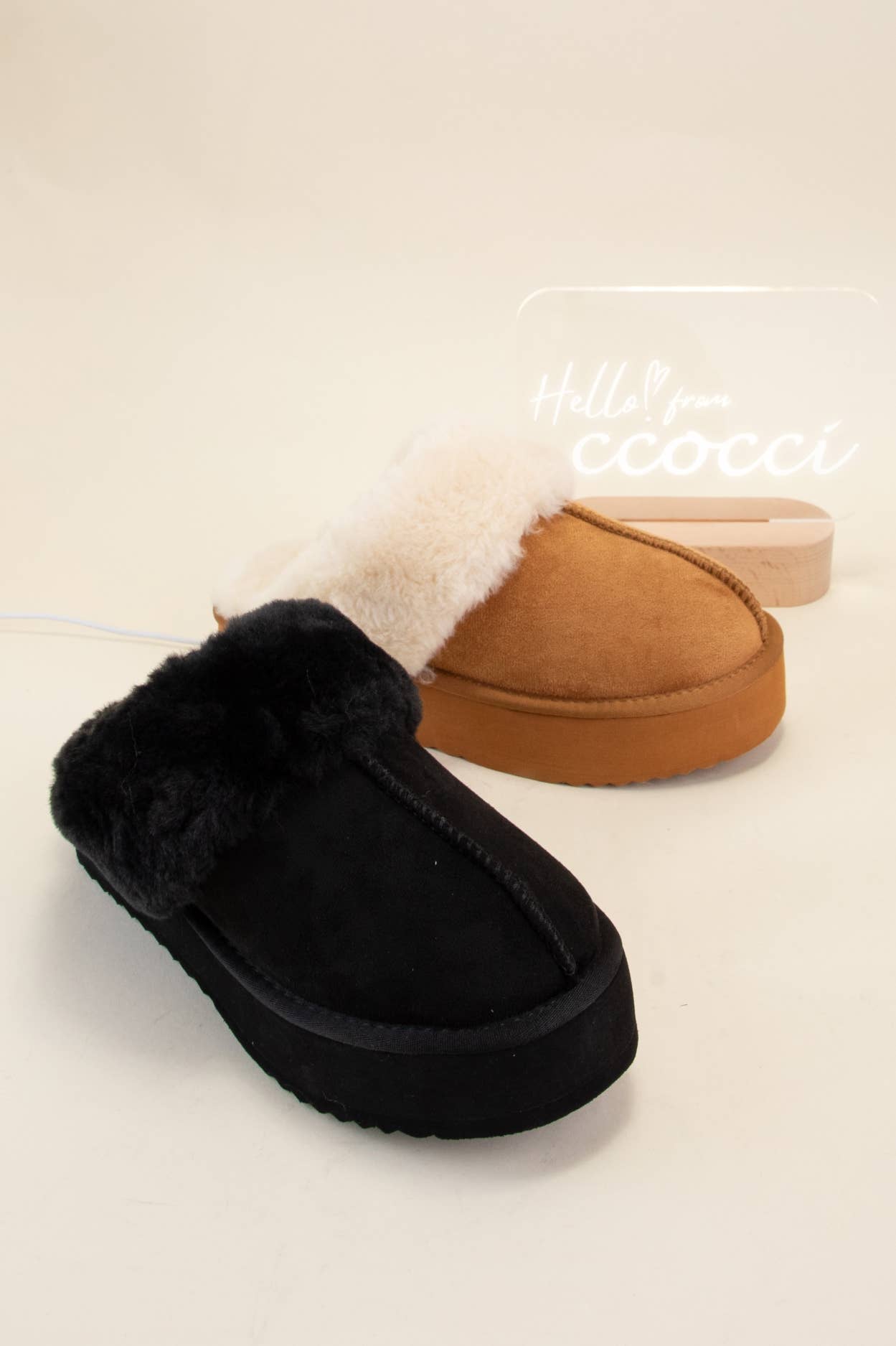 DARWIN PLATFORM FUR LINED SHERPA SHERPA SLIPPERS