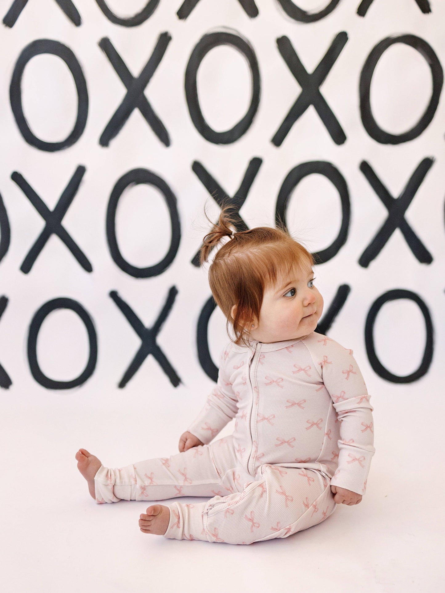 Blushing Bows Ribbed Bamboo Zippy Romper Baby Girl Pajamas