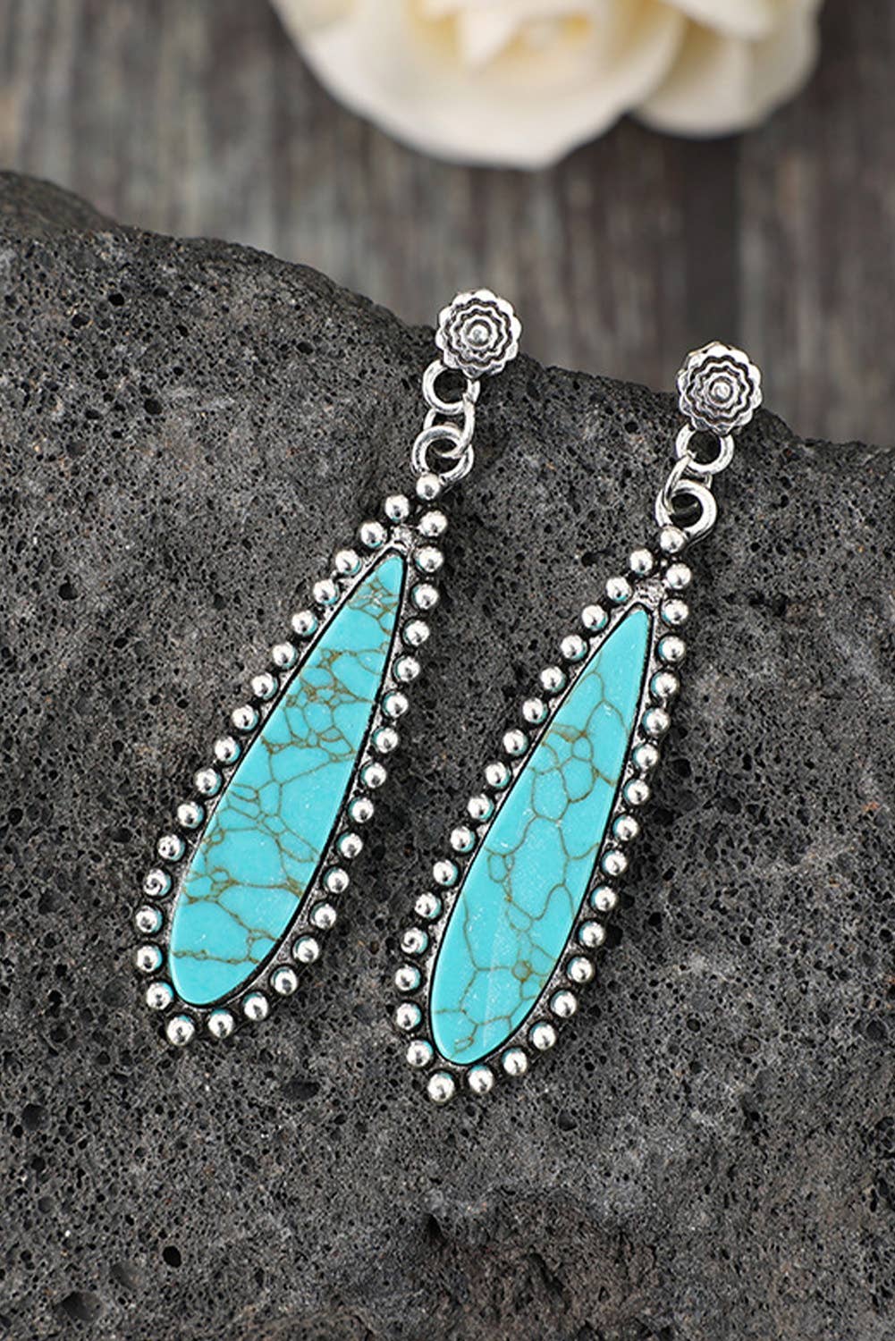 Vintage Bohemian Turquoise Alloy Earrings