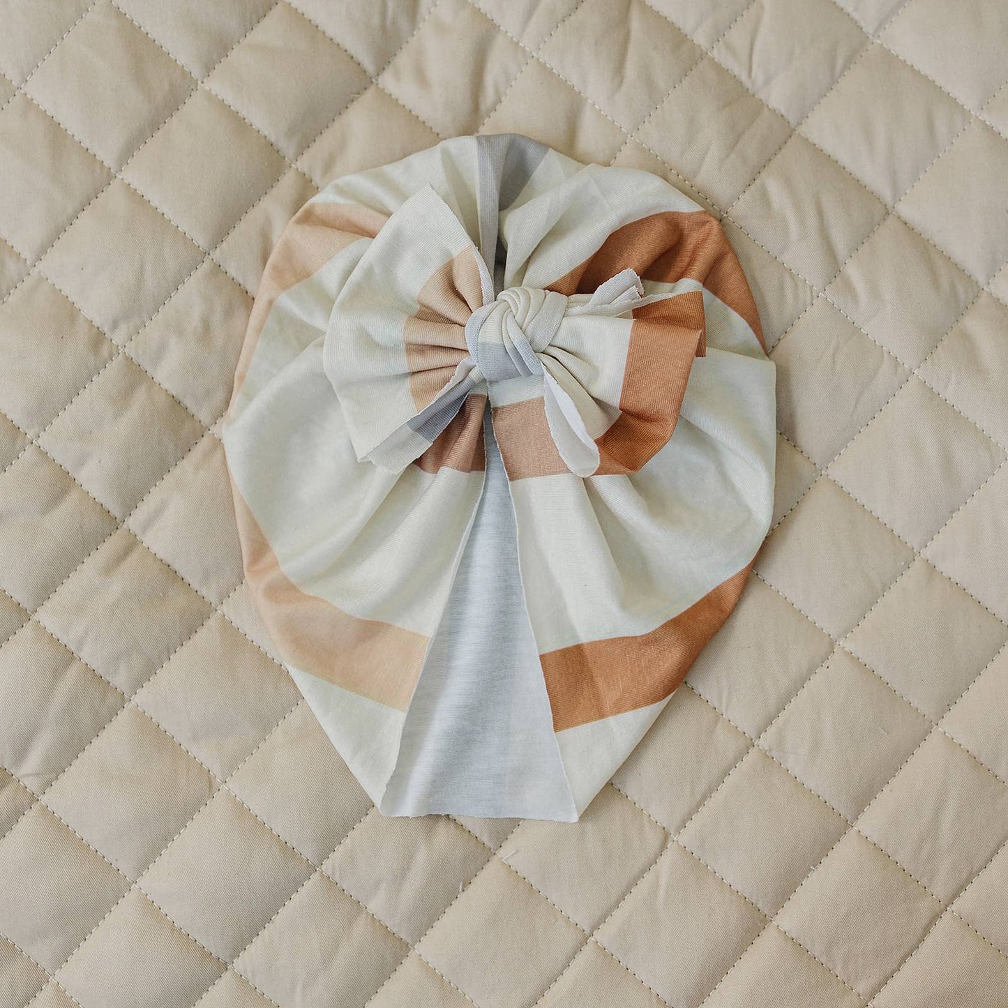 Thick Neutral Stripe Baby Bow Turban