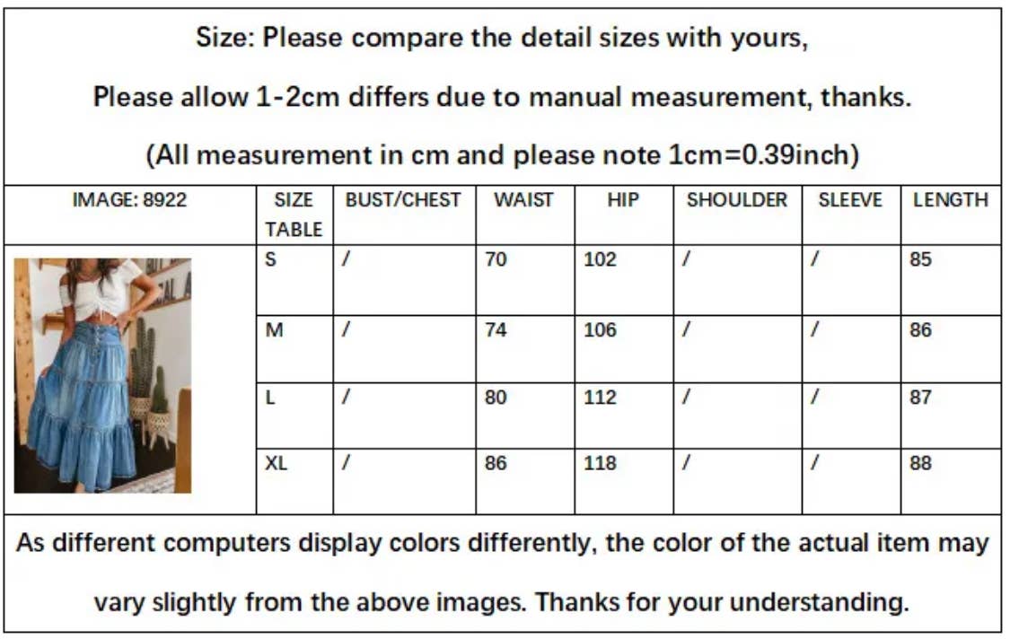 Boho Ruffled Denim Skirt