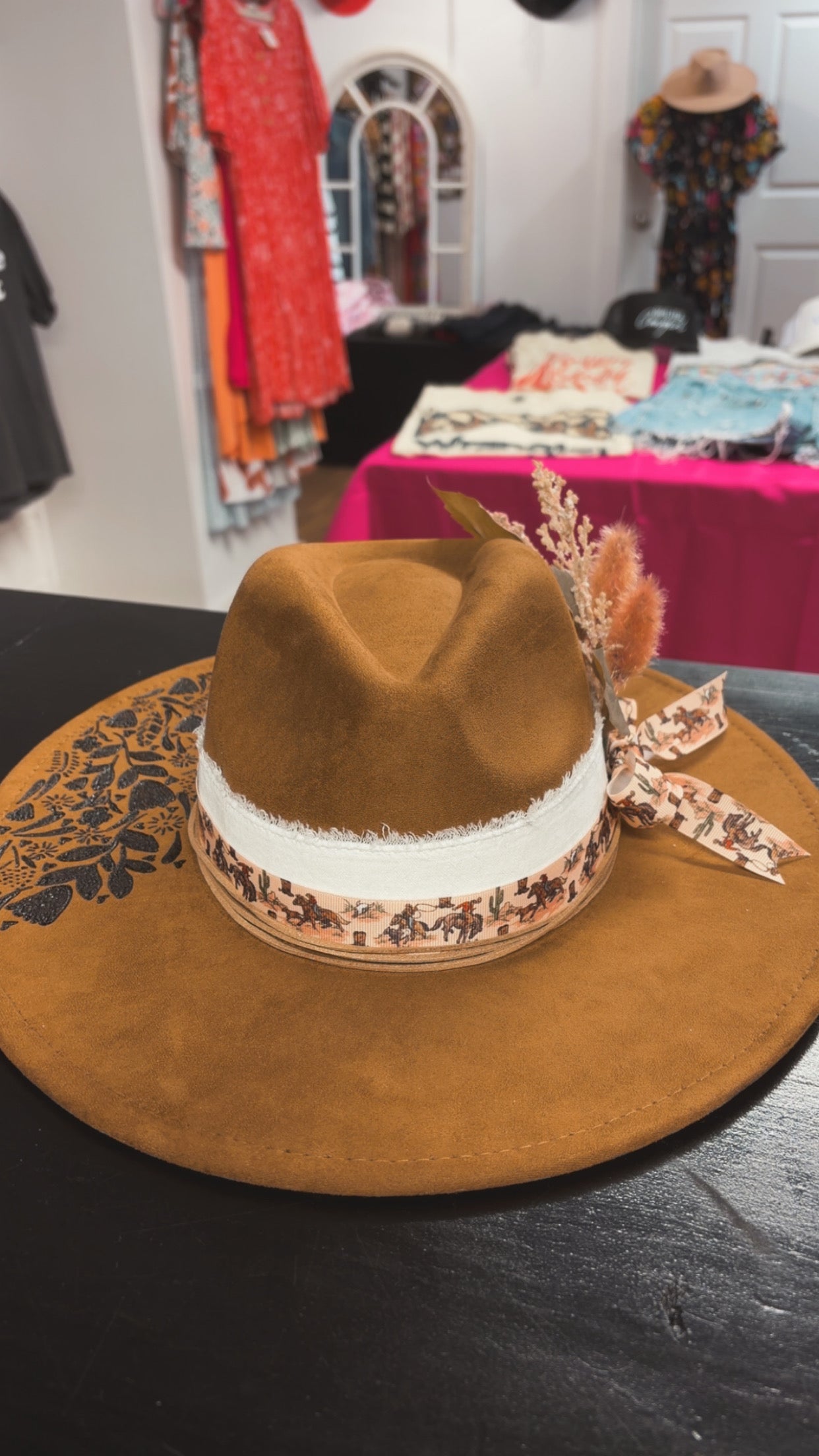 Brown custom western hat