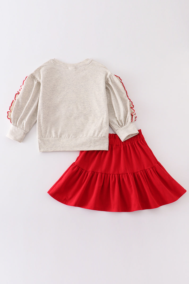 Grey turkey shirt skirt set