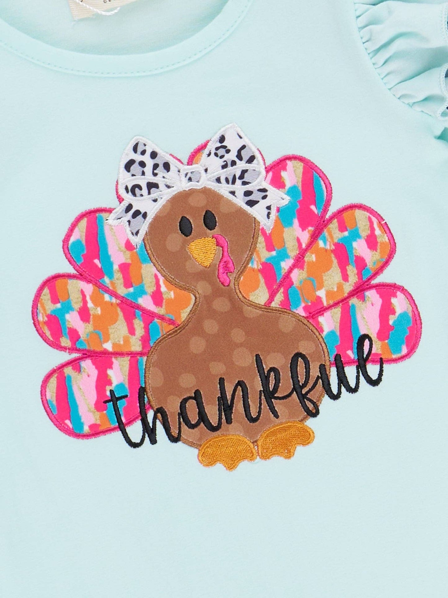 "Thankful" Embroidered Leopard Romper