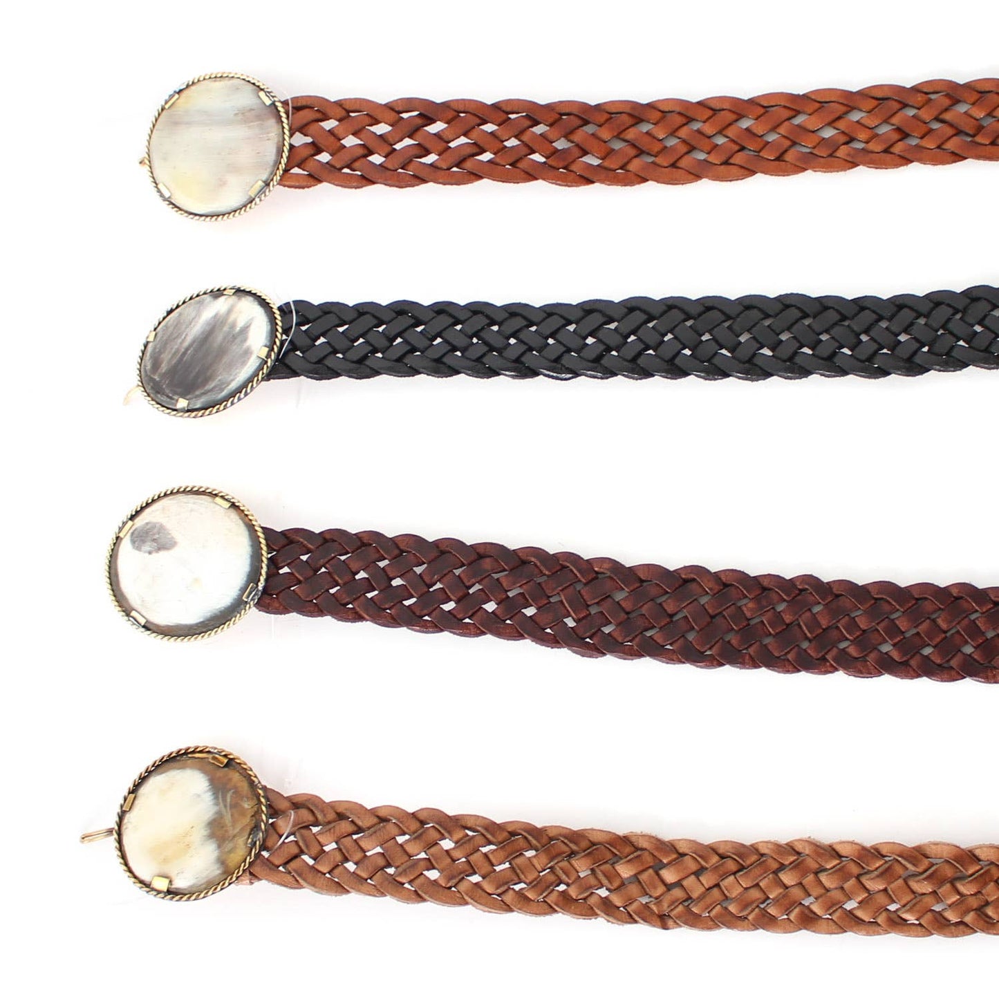 Leather Belt with Round Buckle - Small