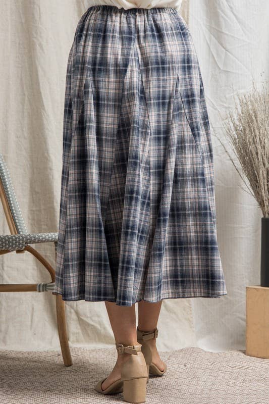 Plaid Godet Maxi Skirt