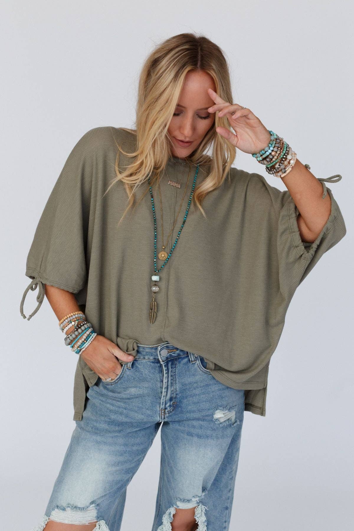 Little Lark Puff Sleeve Tee - Olive