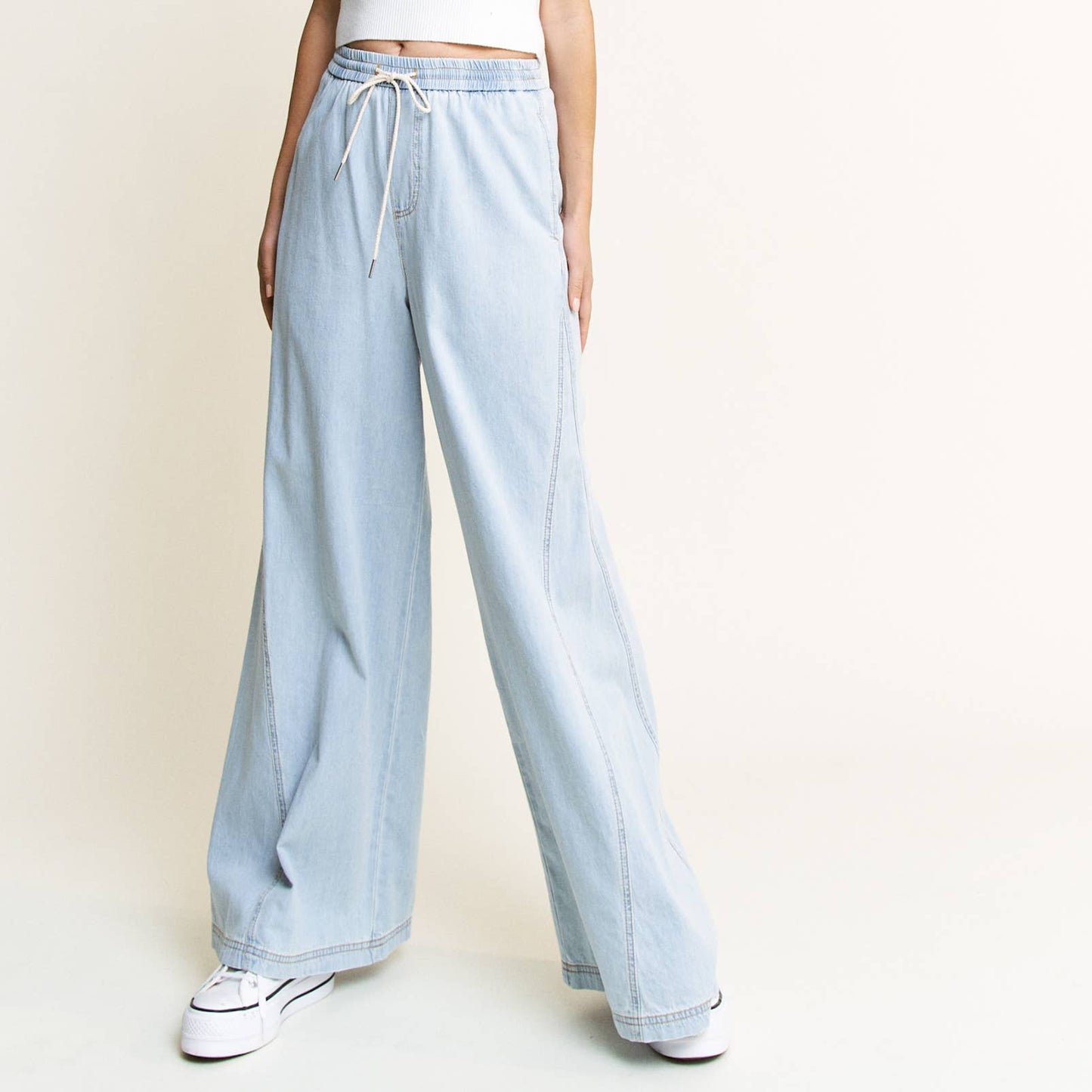 LIGHT DENIM ULTRA SOFT WIDE LEG JEAN PANTS-