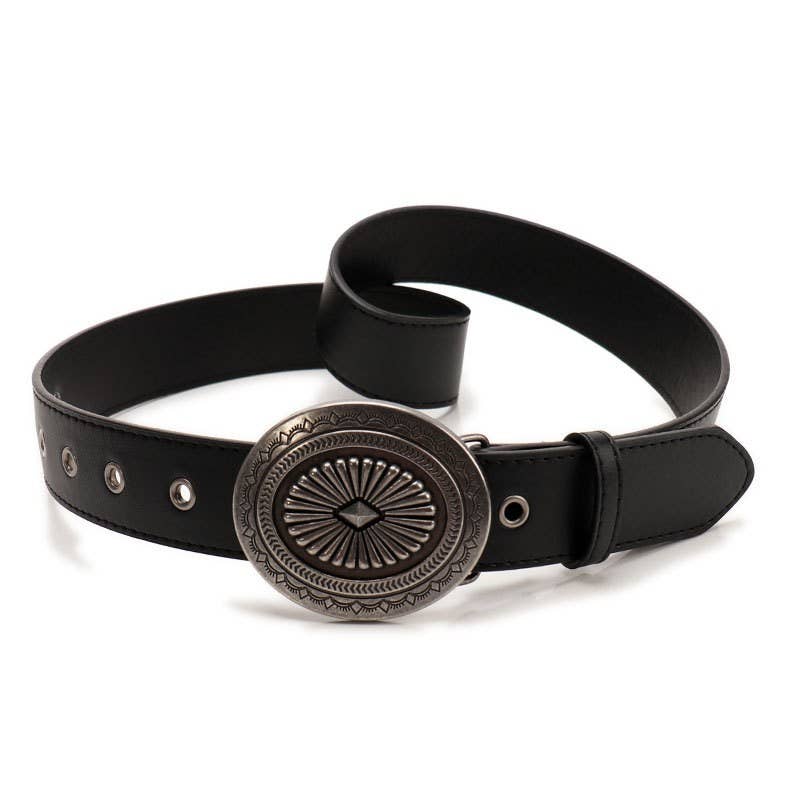 WESTERN OVAL BUCKLE FASHION LEATHER BELT |