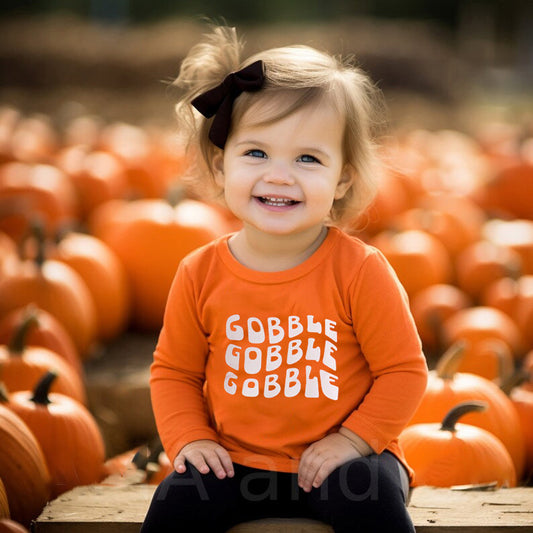 Orange gobble gobble gobble sweatshirt top