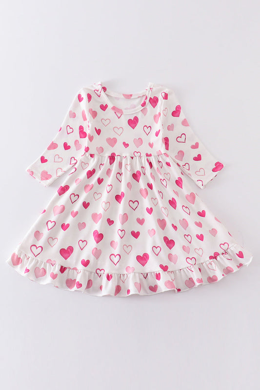 White heart print dress