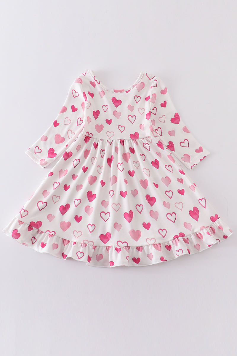 White heart print dress