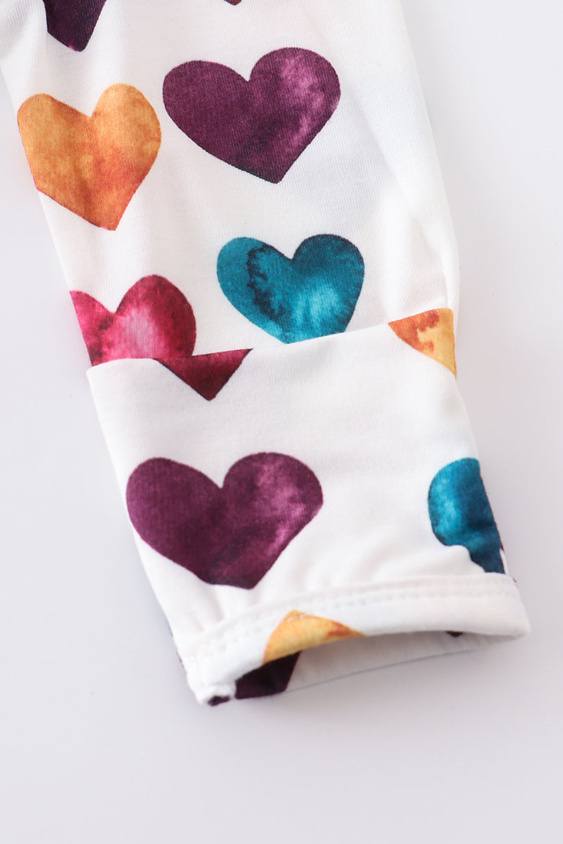 Watercolor heart print head band baby gown