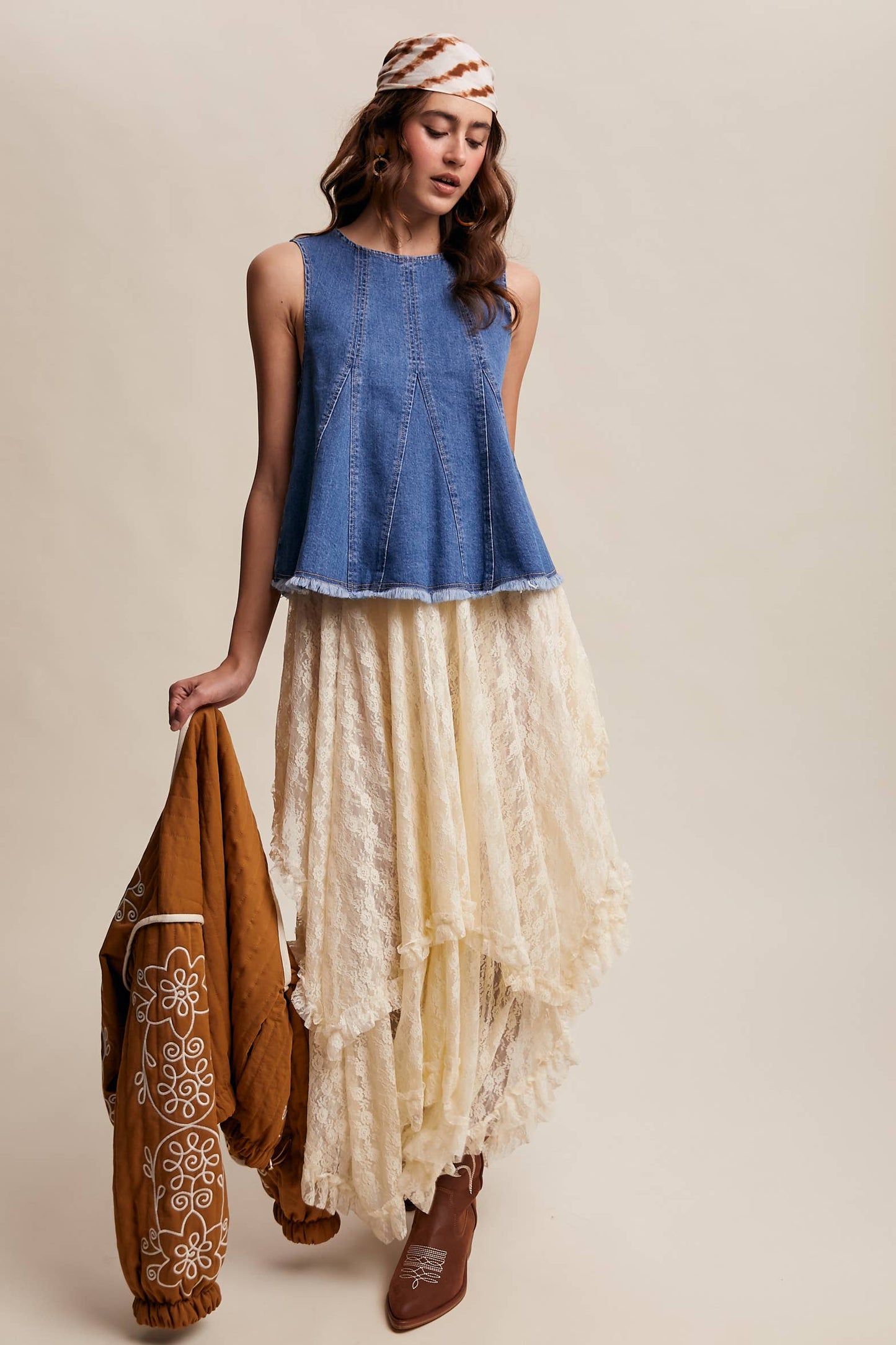 Denim Flare Peplum Top