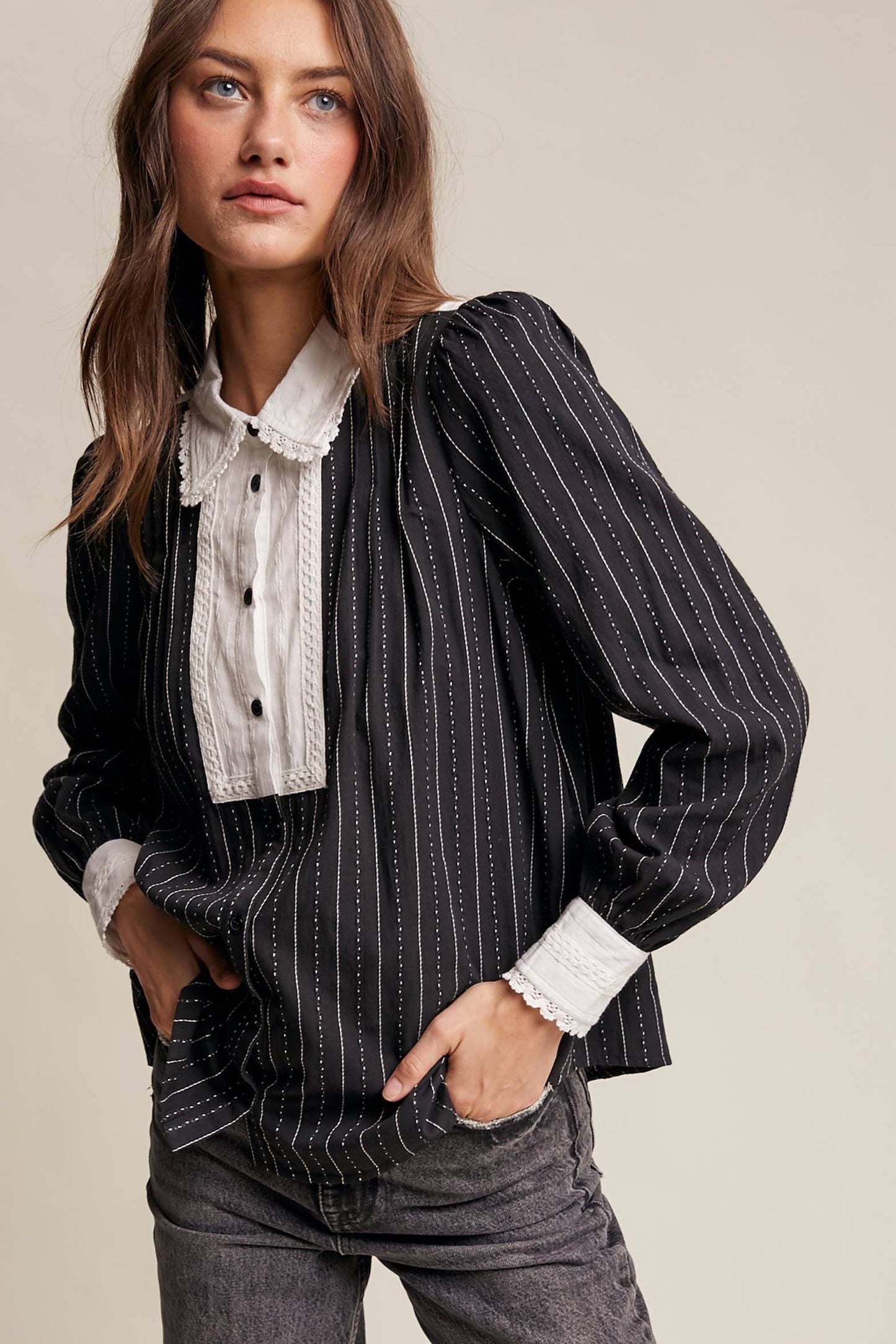 Victorian Contrast Lace Blouse