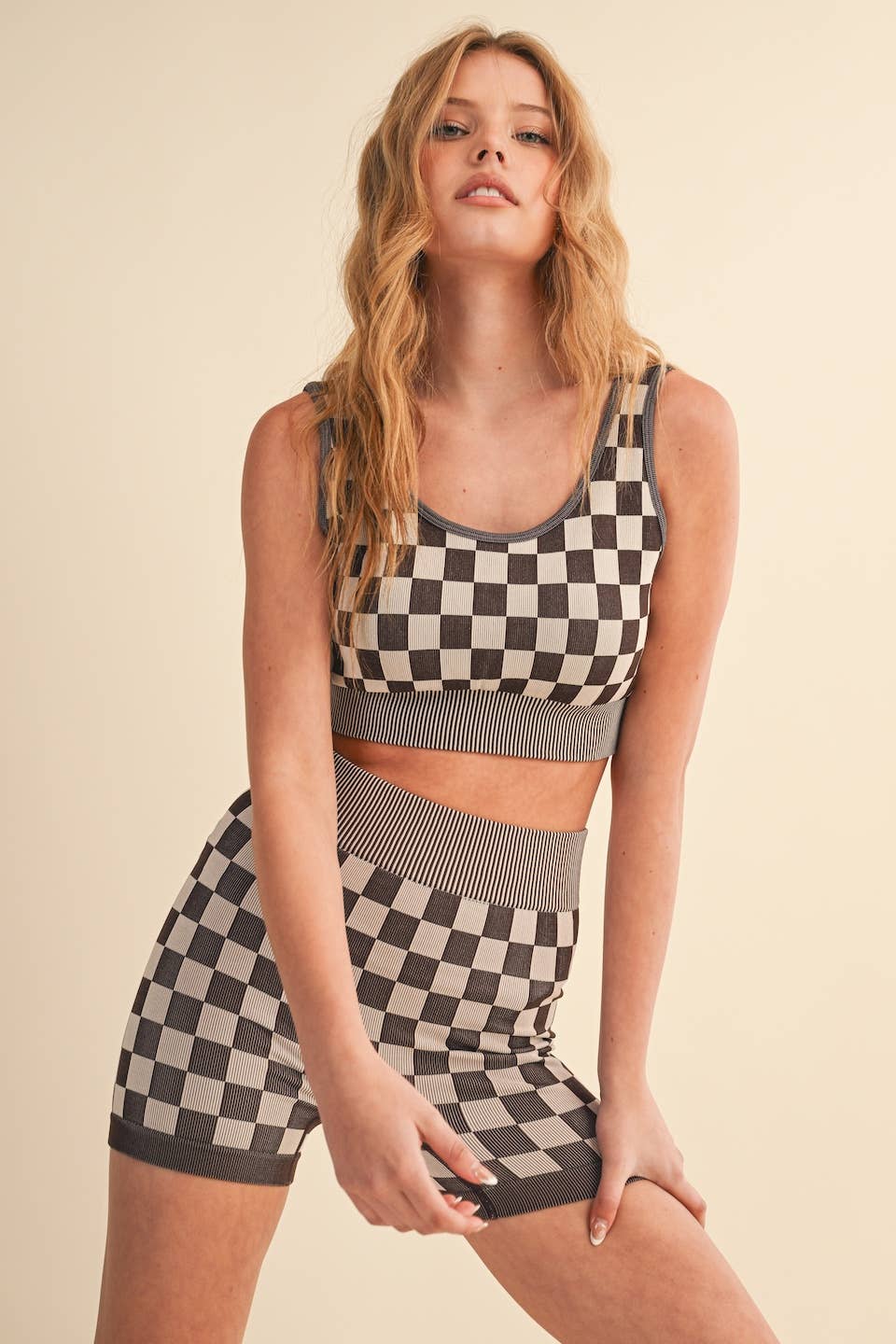 Checkmate Cropped Two Piece Set