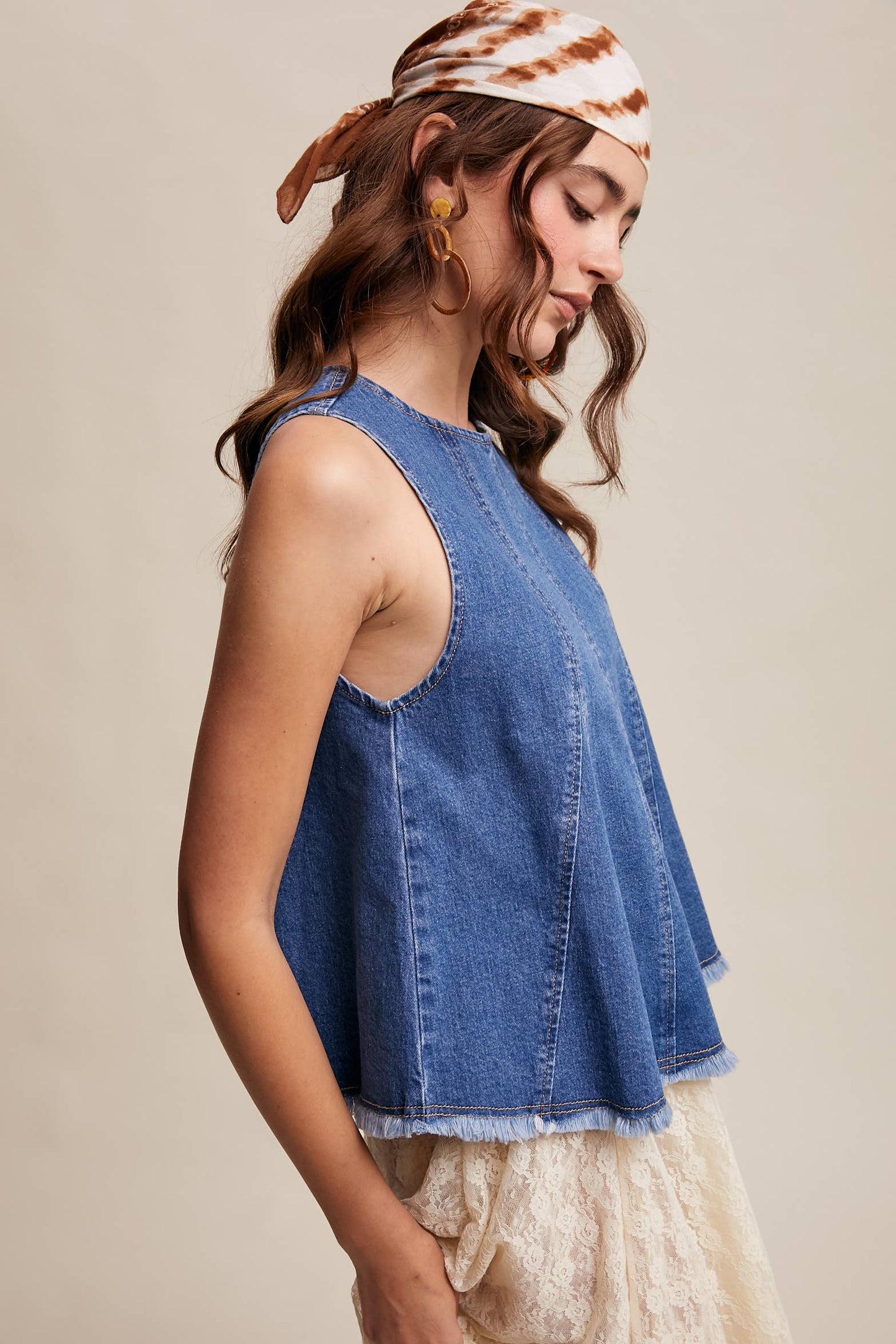 Denim Flare Peplum Top