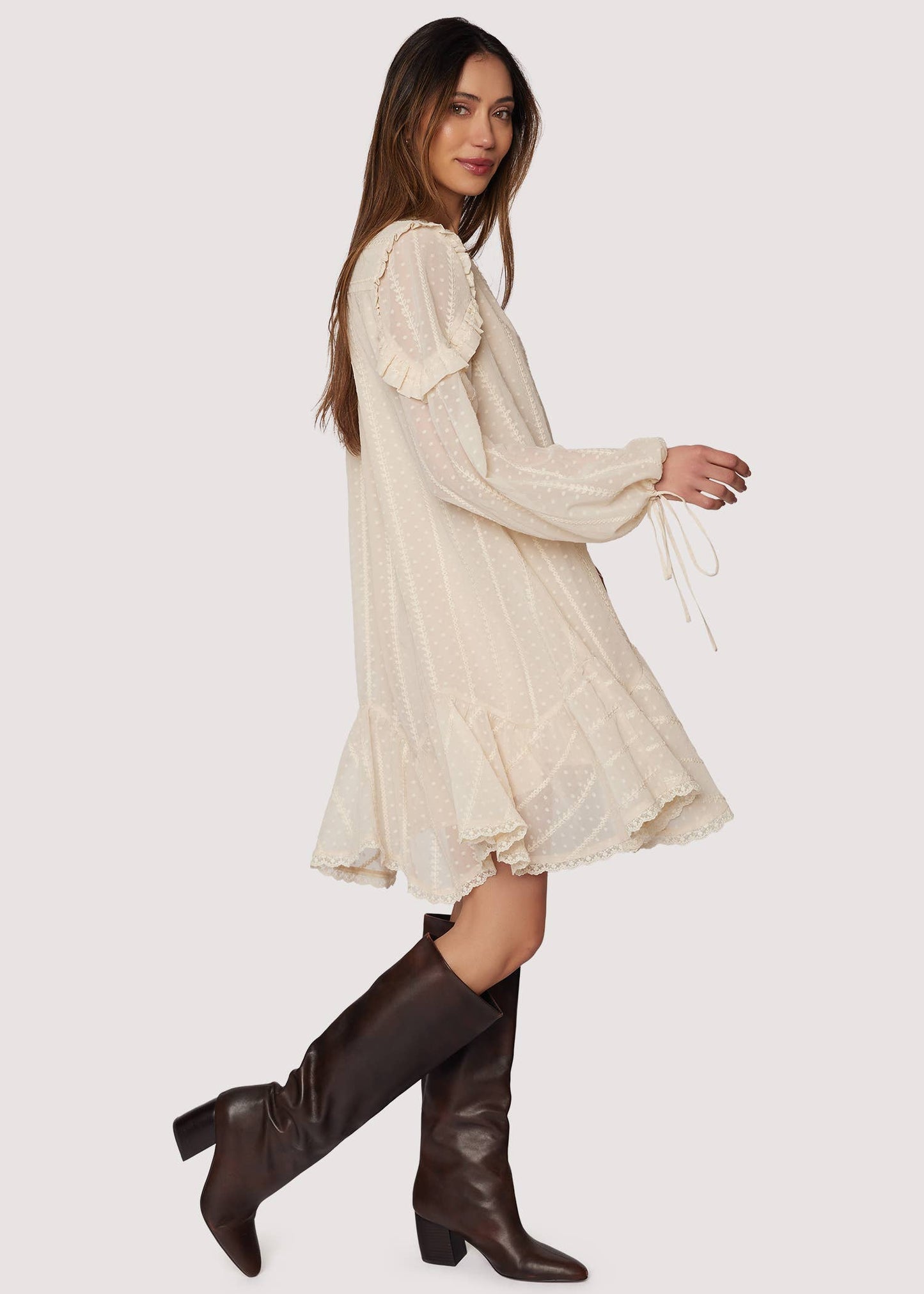 Poetry in Bloom Mini Dress - Fall Dot Chiffon
