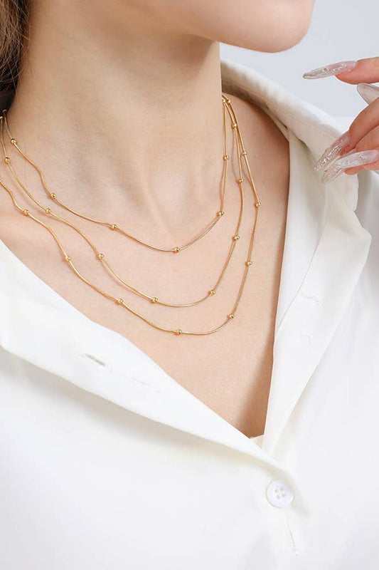 TITANIUM  STEEL NON-TARNISH TRIPLE LAYER NECKLACE |