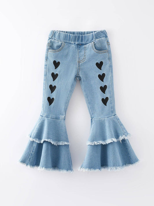 Girls Double Flared Denim Jeans