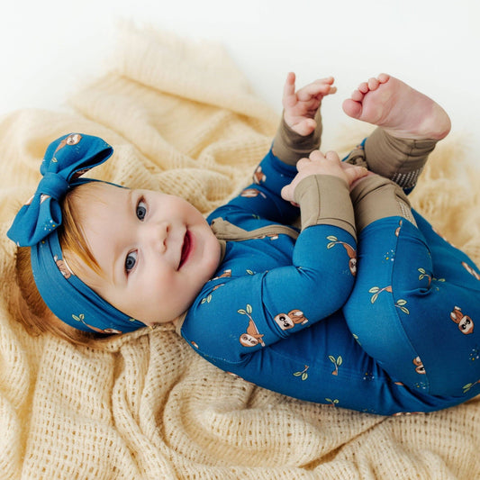 Bamboo Bow Headband (Sleepy Sloth) – Neutral & Soft