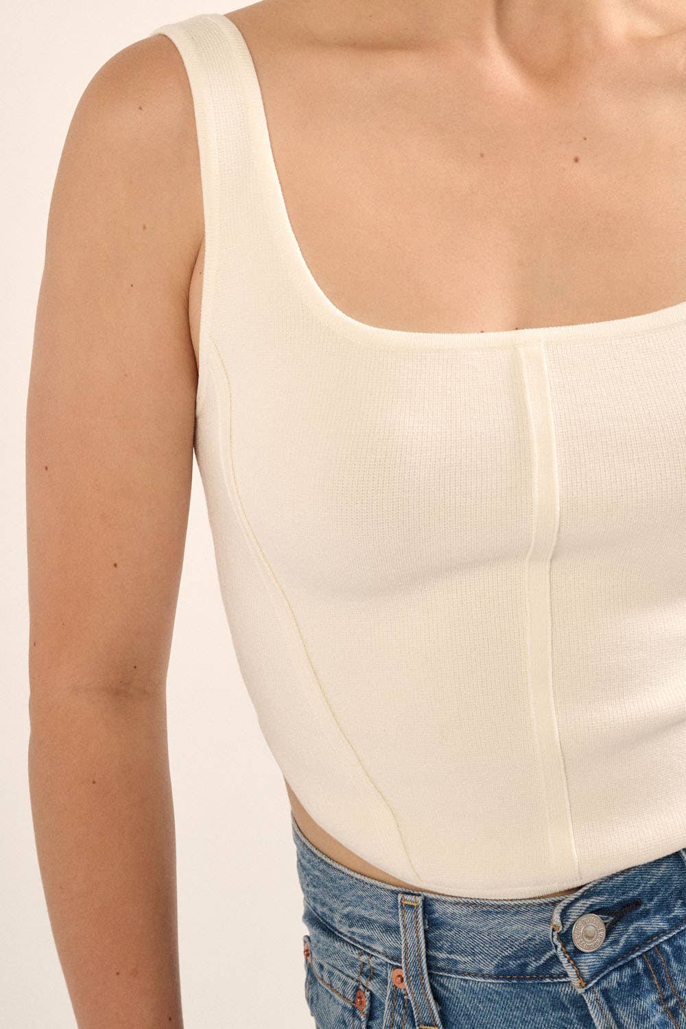Shaper Fit Scoop Neck Rib Knit Tank Top