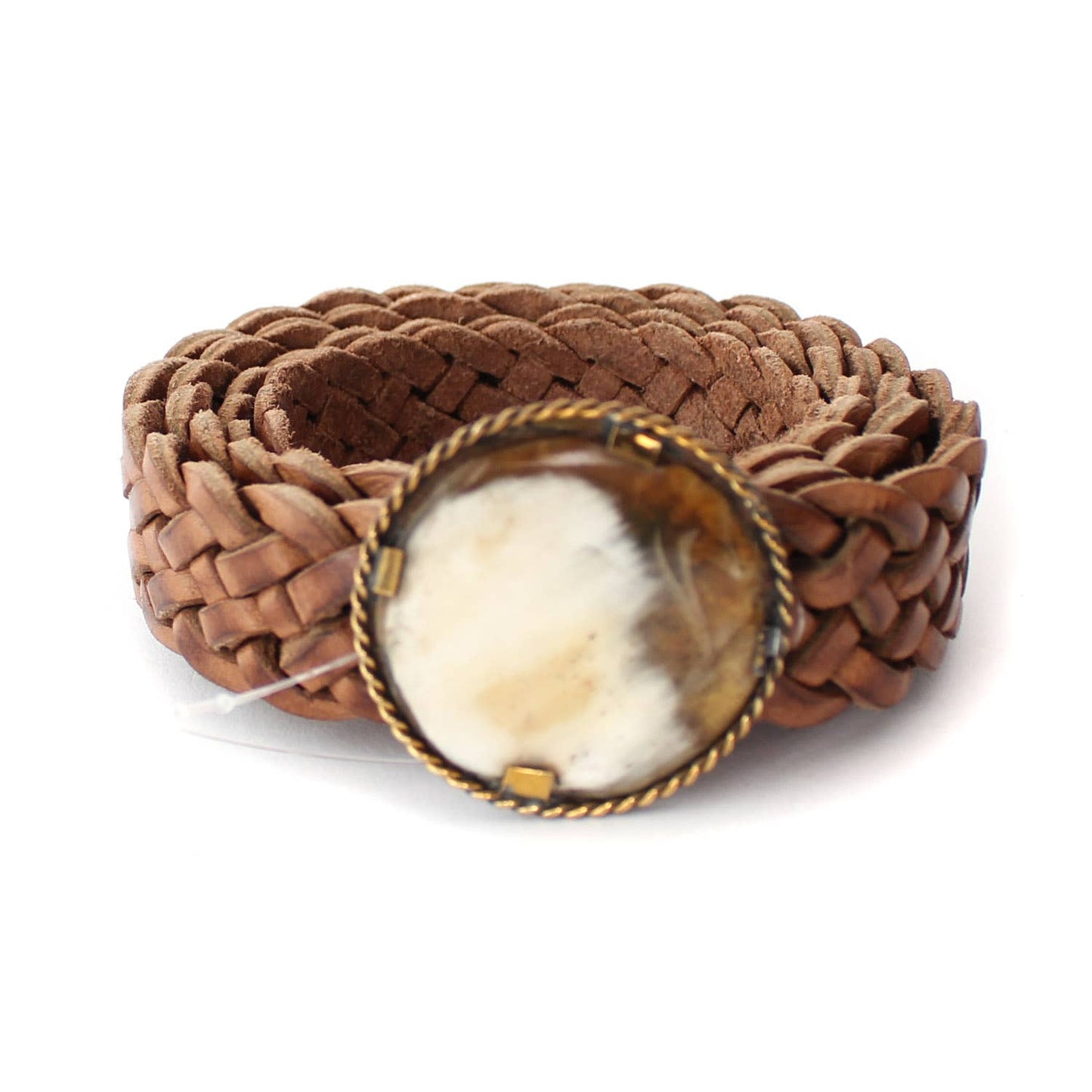 Leather Belt with Round Buckle - Small