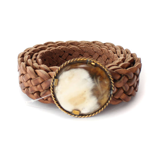 Leather Belt with Round Buckle - Small