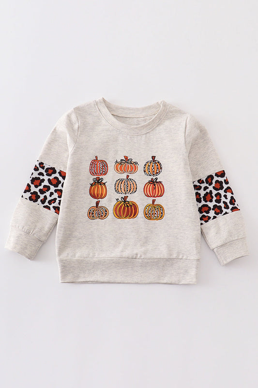 Leopard pumpkin print girl top