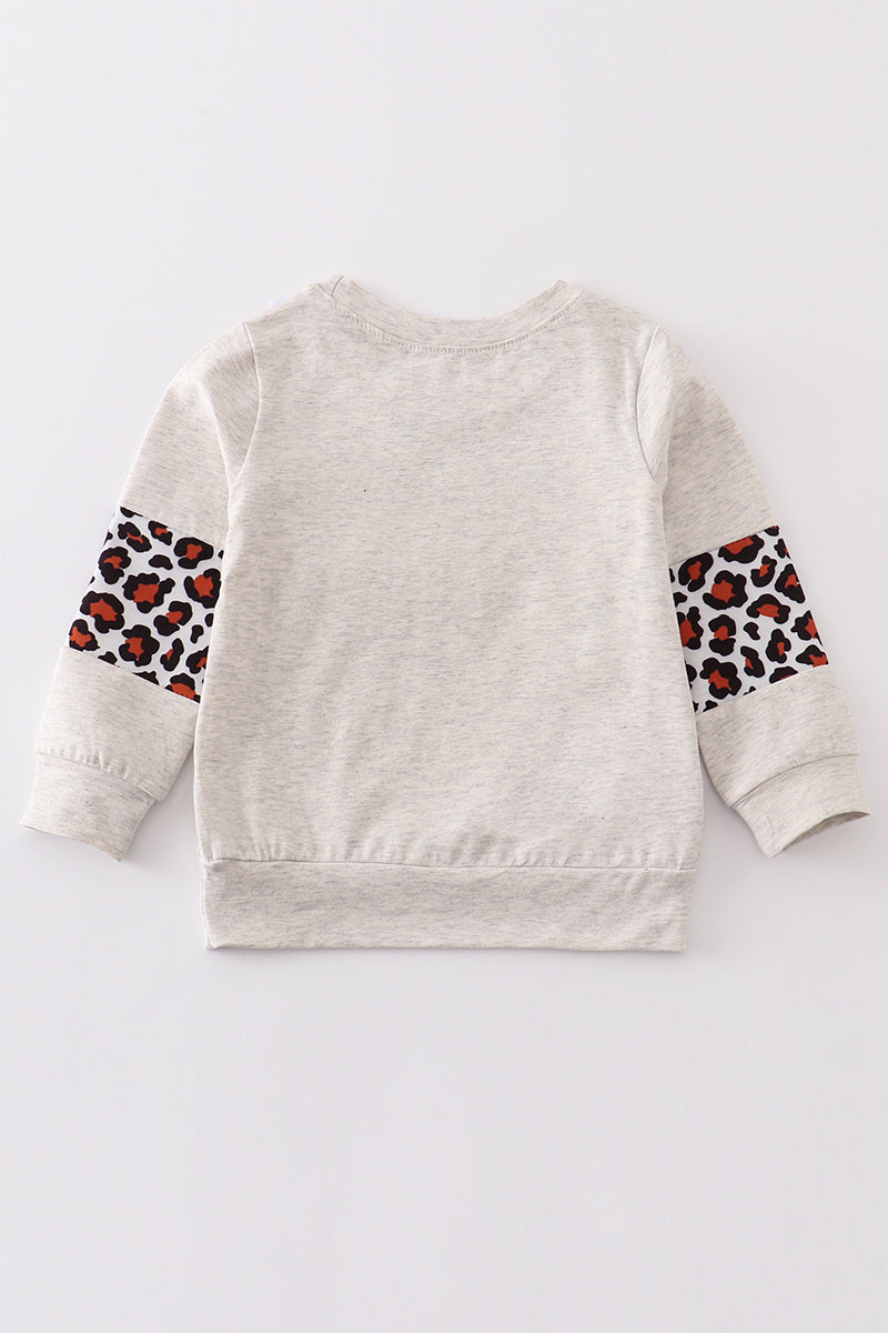 Leopard pumpkin print girl top