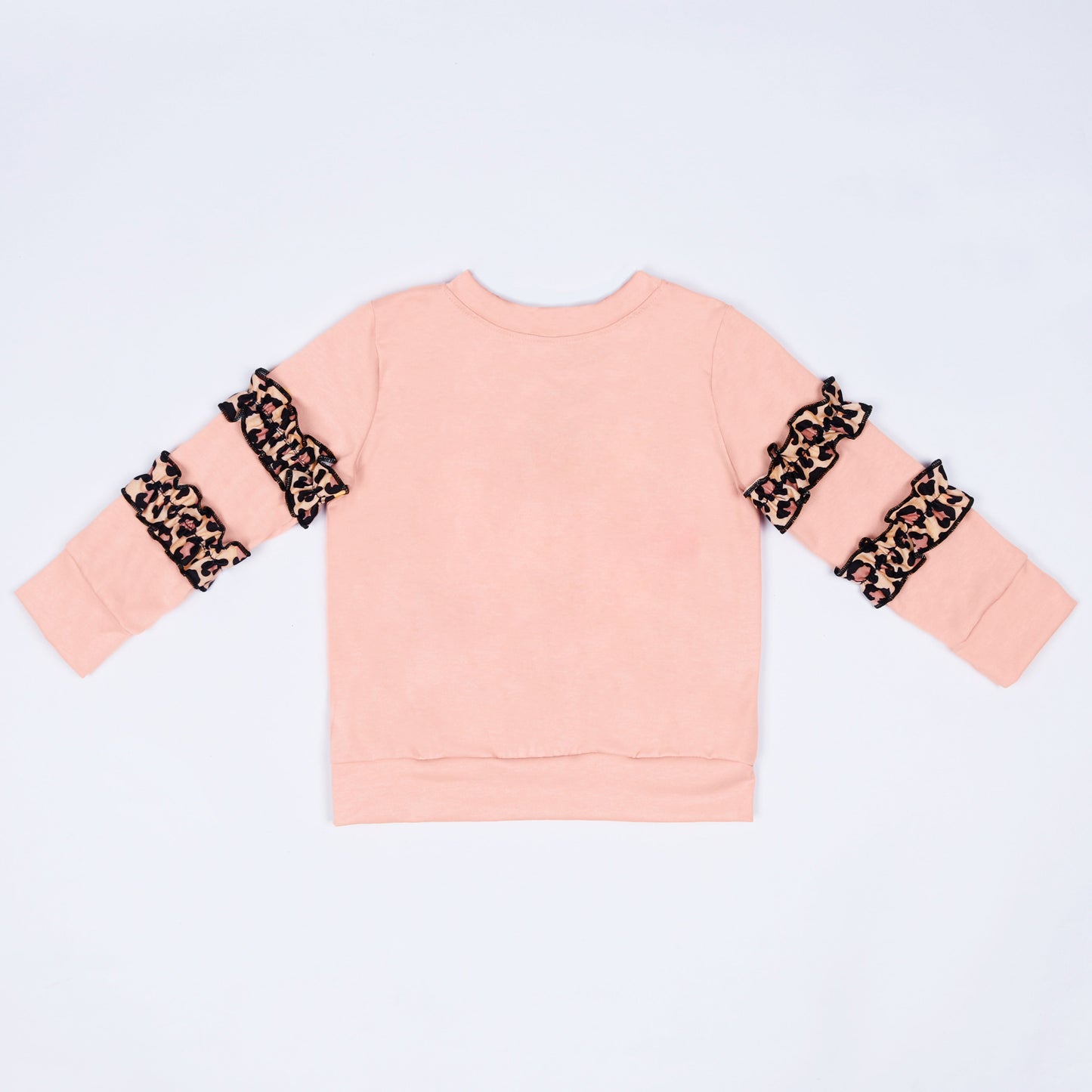 Coral leopard turkey applique girl top