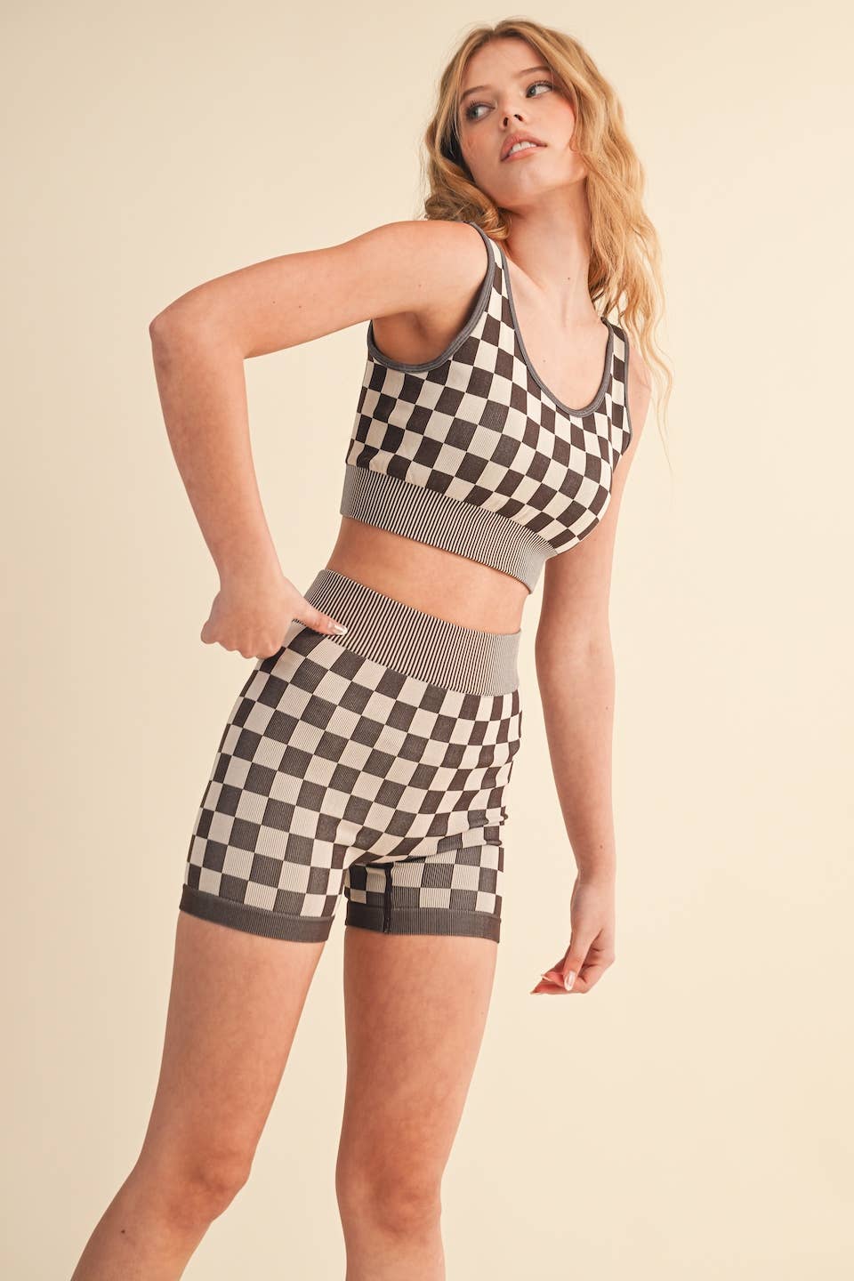 Checkmate Cropped Two Piece Set