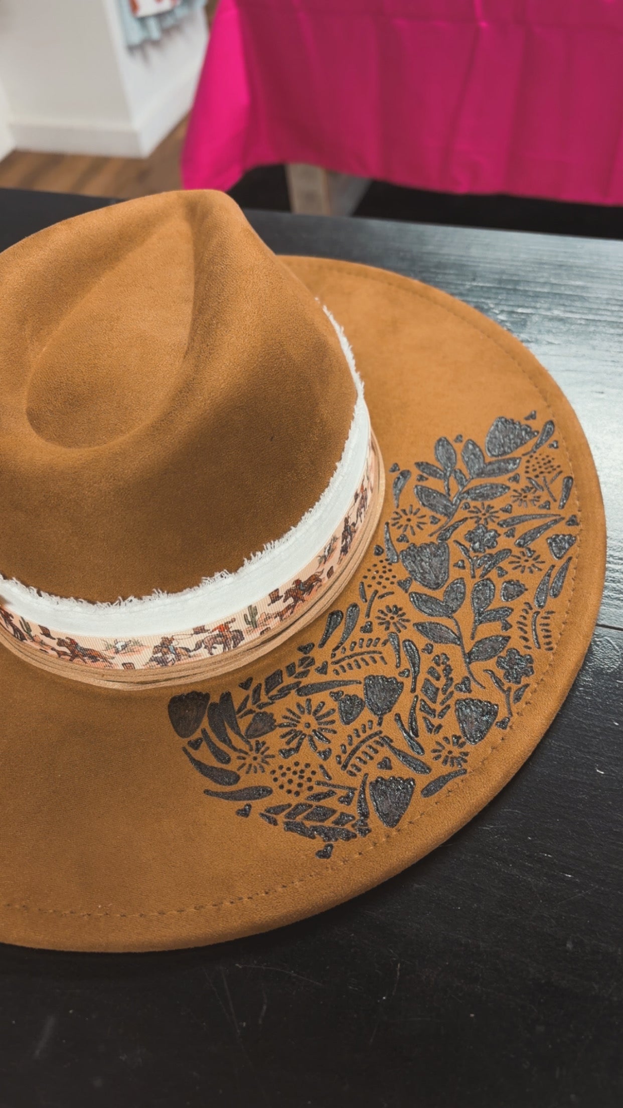 Brown custom western hat