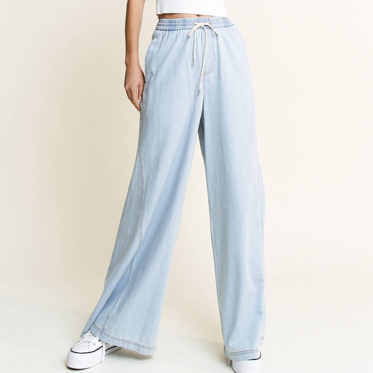 LIGHT DENIM ULTRA SOFT WIDE LEG JEAN PANTS-