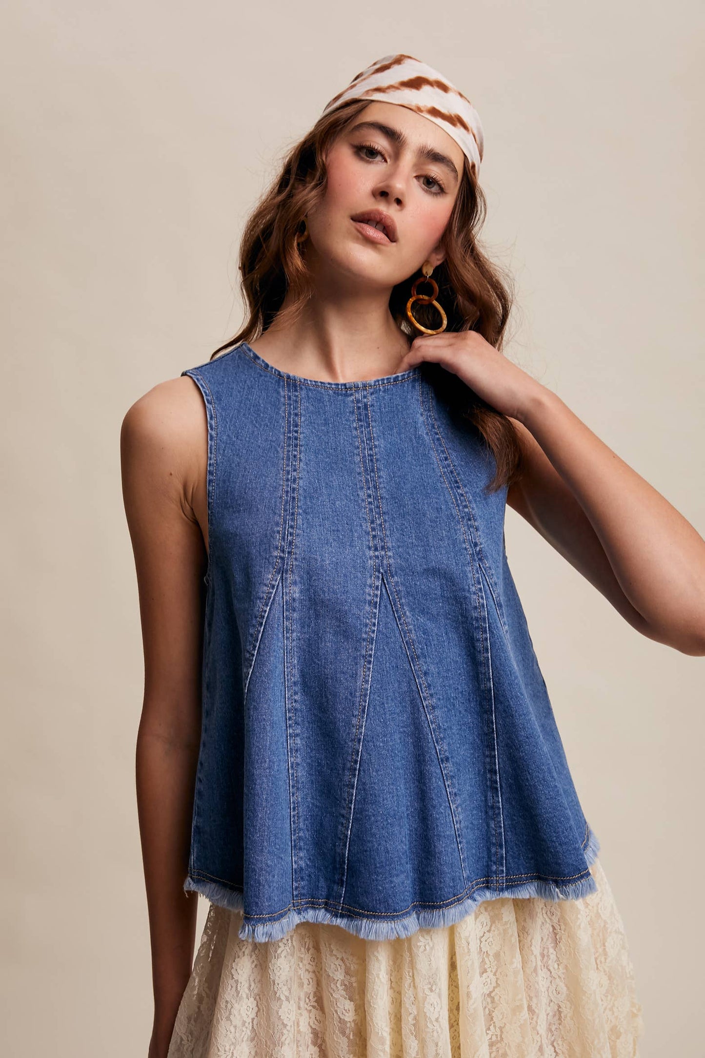 Denim Flare Peplum Top