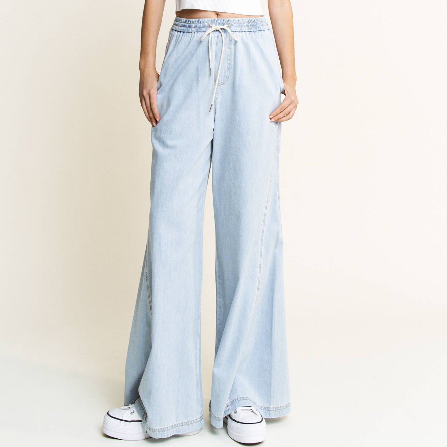 LIGHT DENIM ULTRA SOFT WIDE LEG JEAN PANTS-