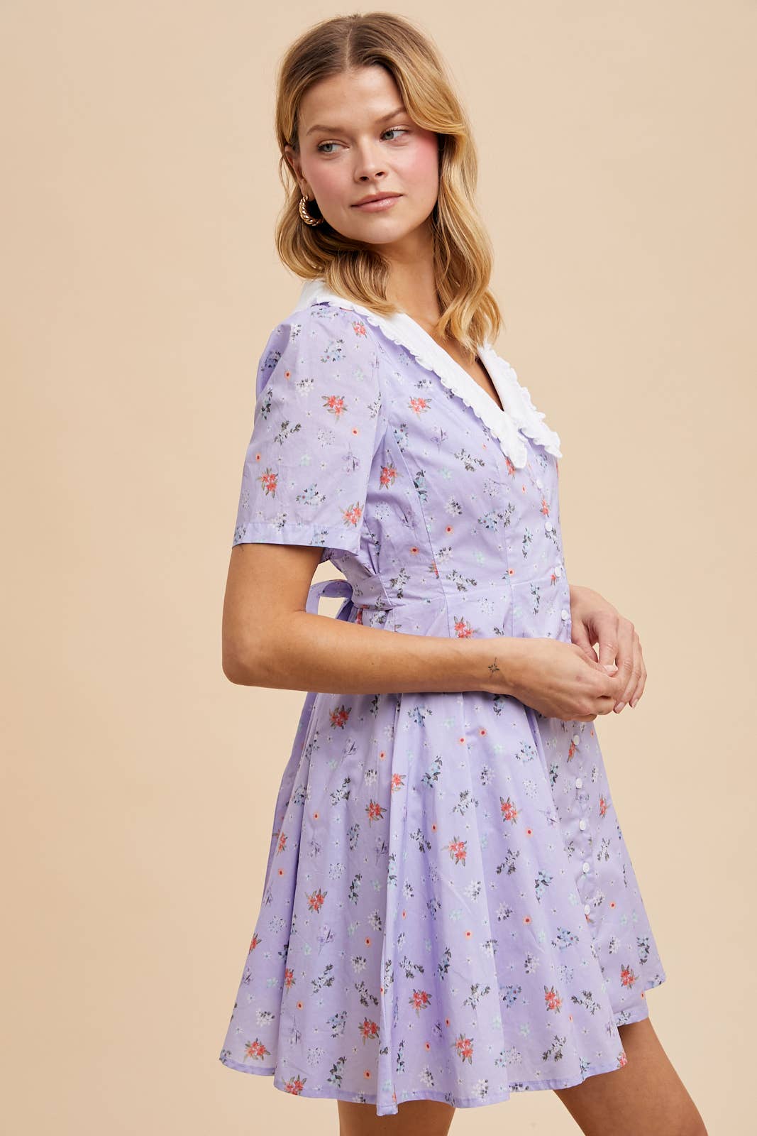 PETER PAN COLLAR FLORAL MINI DRESS