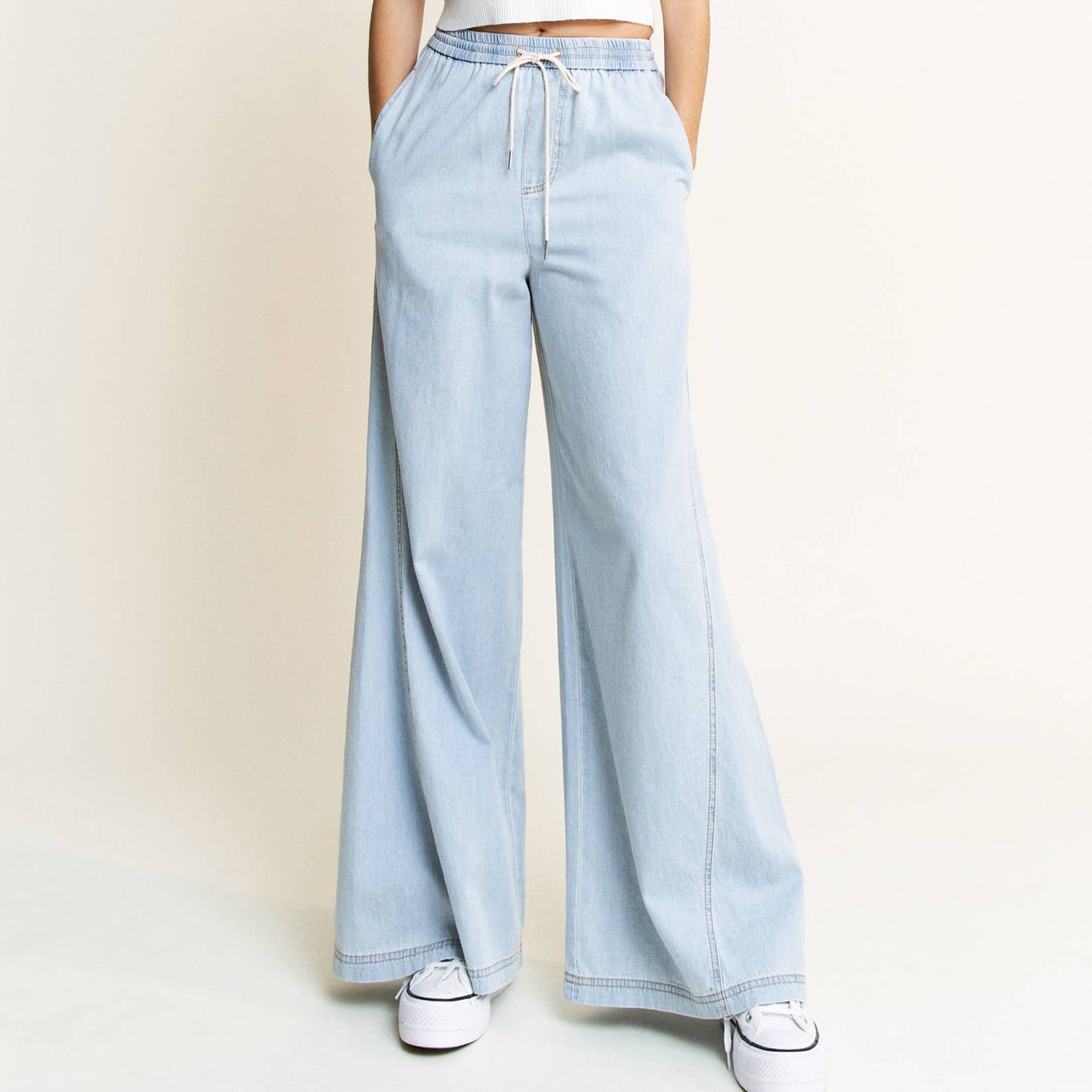 LIGHT DENIM ULTRA SOFT WIDE LEG JEAN PANTS-
