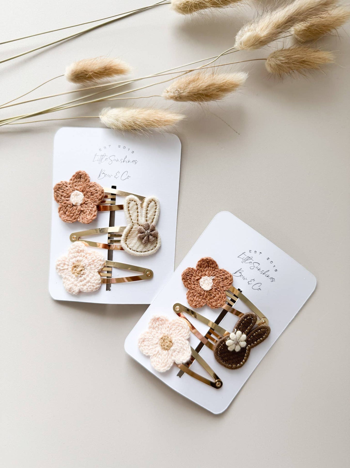 Neutral Bunny Easter Hair Clips- Set of 3