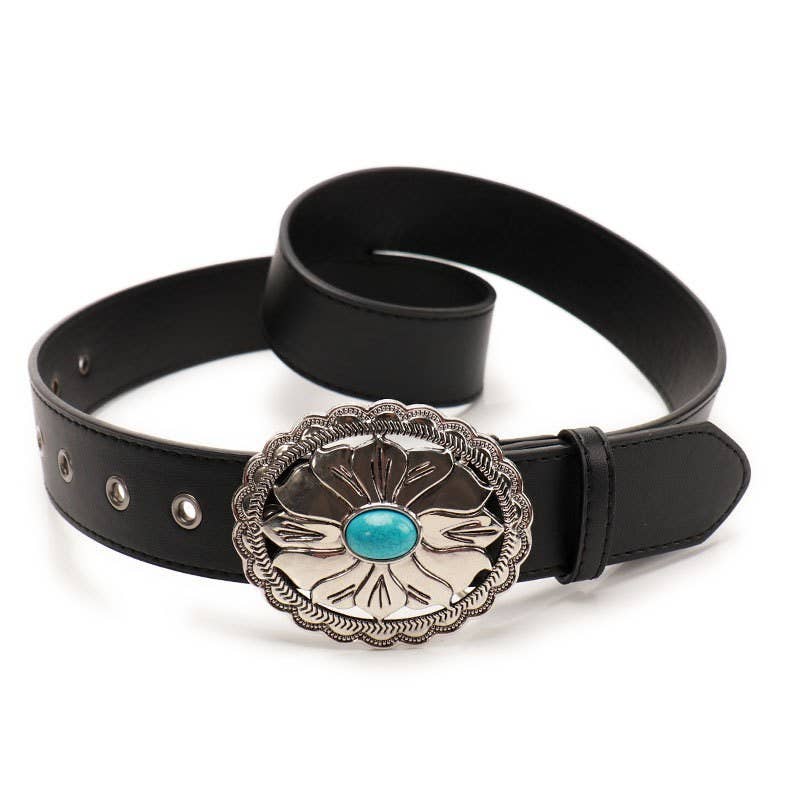 WESTERN OVAL BUCKLE FASHION LEATHER BELT |