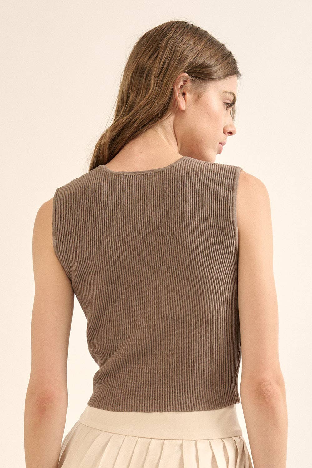 Shaper Fit Solid Ribbed Knit Cropped Tank Top