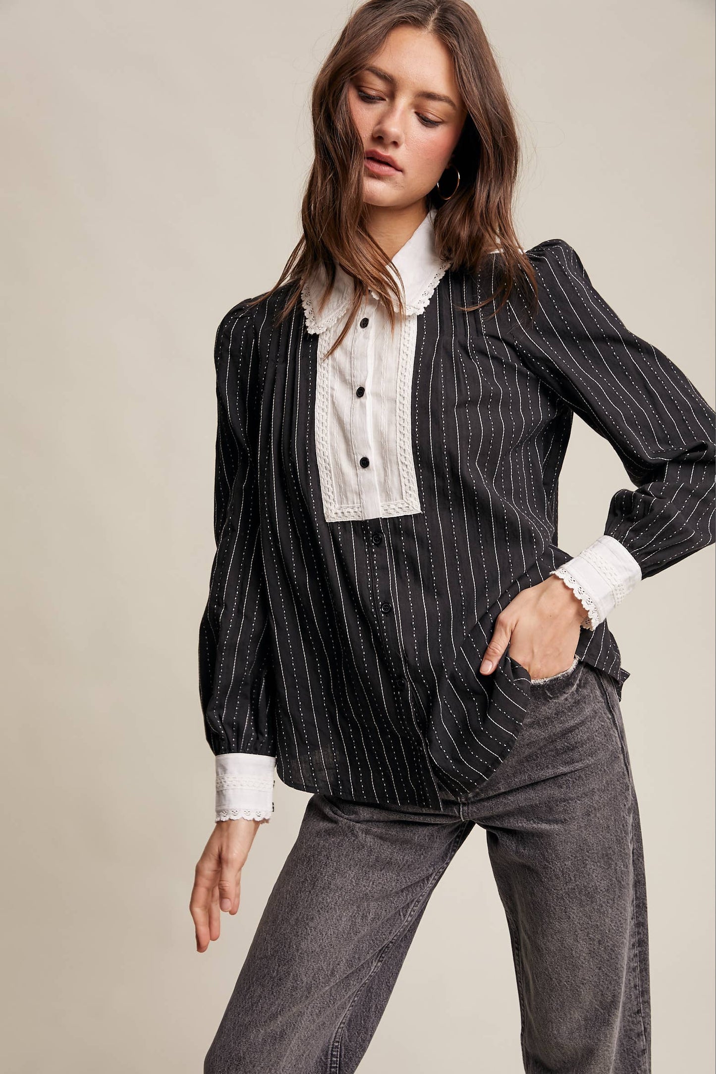 Victorian Contrast Lace Blouse