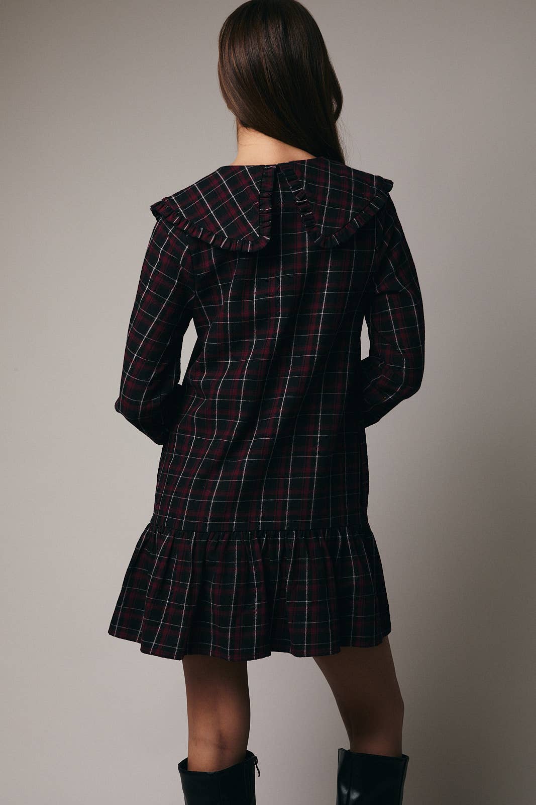 LONG SLEEVE SHIRT MINI DRESS WITH SIDE POCKET