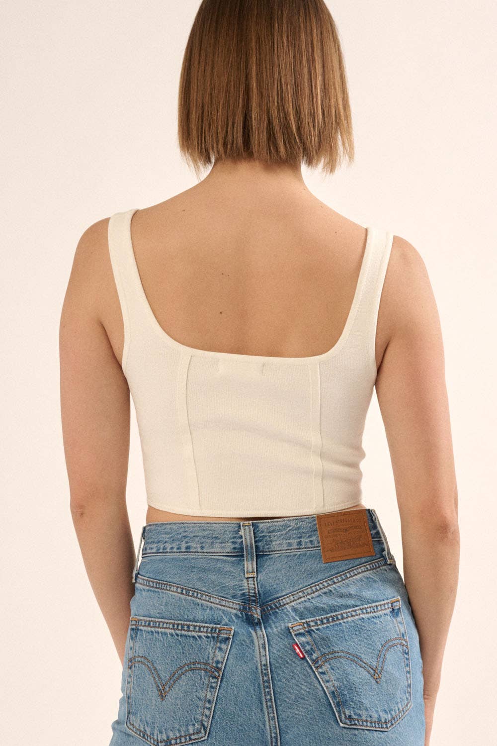 Shaper Fit Scoop Neck Rib Knit Tank Top