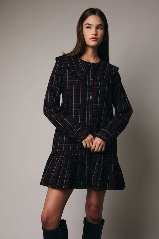 LONG SLEEVE SHIRT MINI DRESS WITH SIDE POCKET