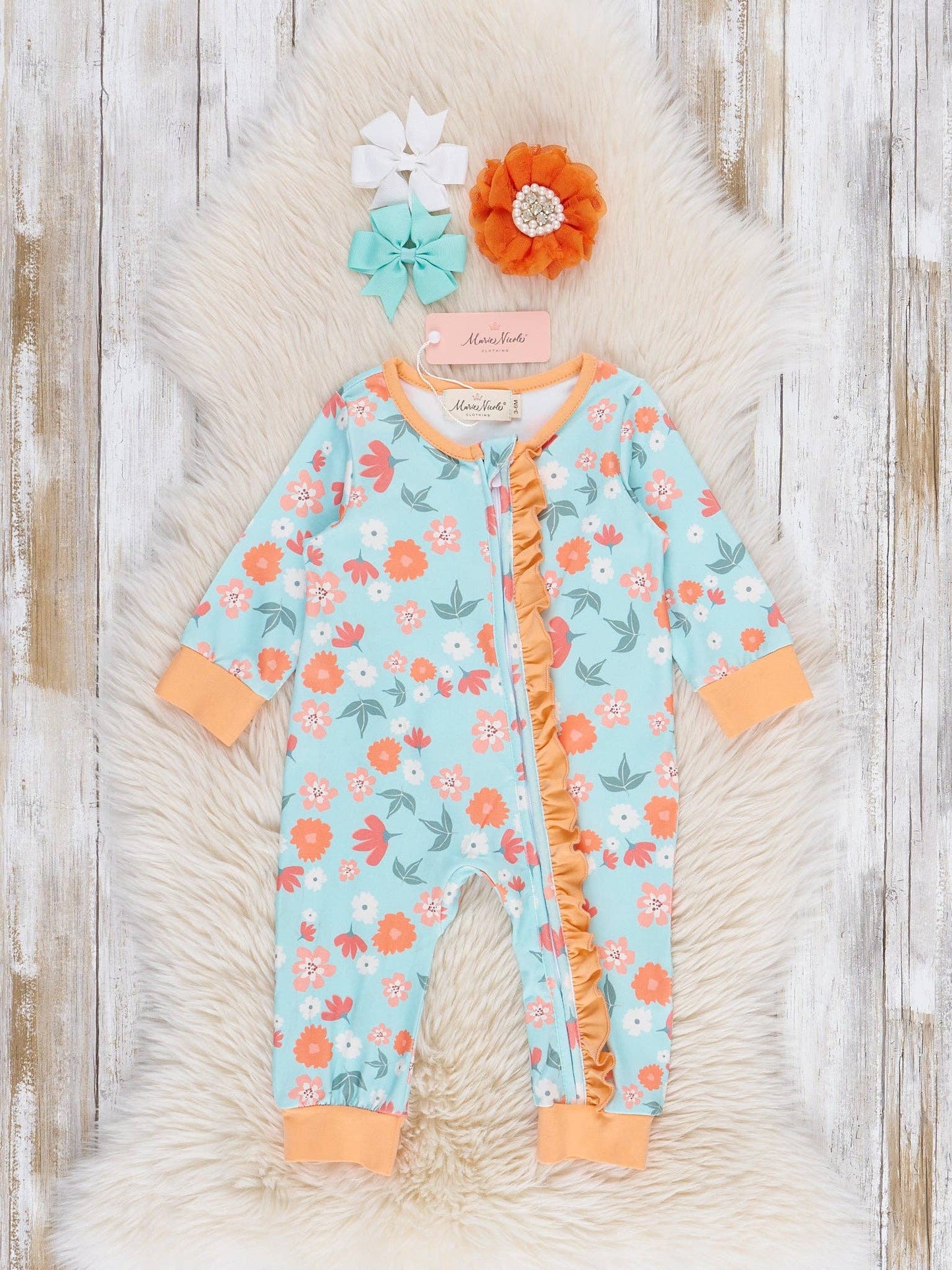 Golden Hour Floral Ruffle Sleeper Pajamas