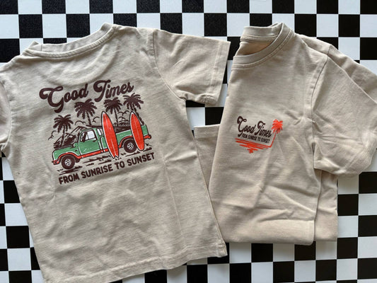Good Times- Acid wash kids t-shirt - beach graphic tee