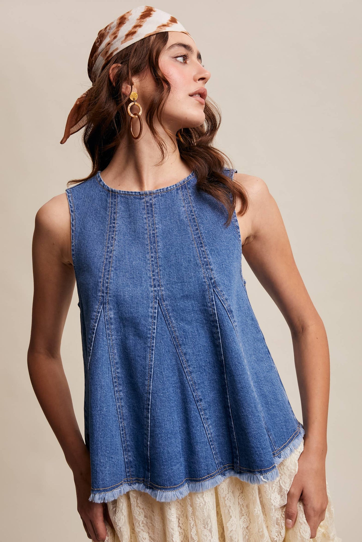 Denim Flare Peplum Top