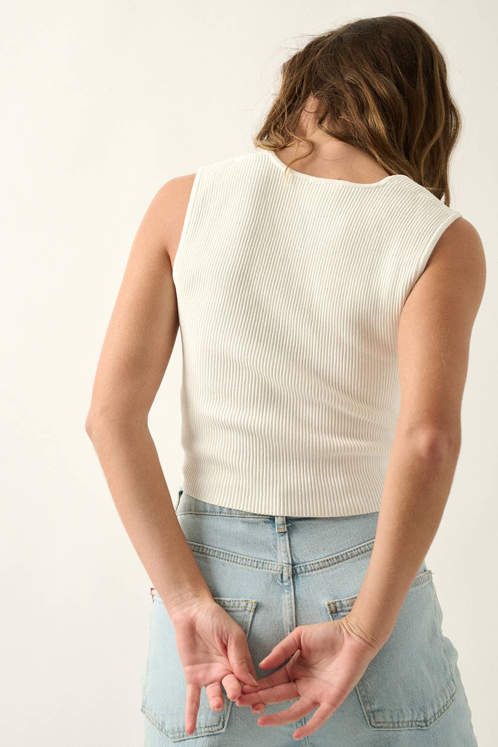 Shaper Fit Solid Ribbed Knit Cropped Tank Top